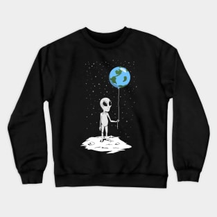 Alien with Earth Balloon T-Shirt Crewneck Sweatshirt